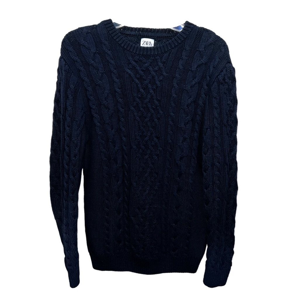 Zara Navy Cable Knit Sweater Medium